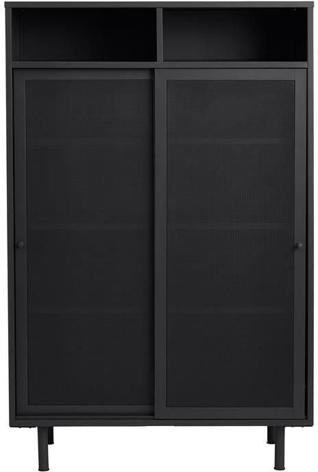 Giga Meubel Giga Living Wandkast Metaal Zwart Schuifdeuren 90x40x140cm Veep - Foto 2