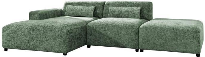 By fonQ Velura Hoekbank Links met Hocker Chenille Groen