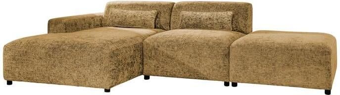 By fonQ Velura Hoekbank Links met Hocker Chenille Oker