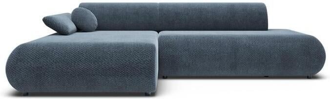 By fonQ Wisp Hoekbank met Chaise Longue Links met Slaapfunctie Chenille Marineblauw