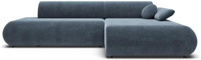 By fonQ Wisp Hoekbank met Chaise Longue Rechts met Slaapfunctie Chenille Marineblauw