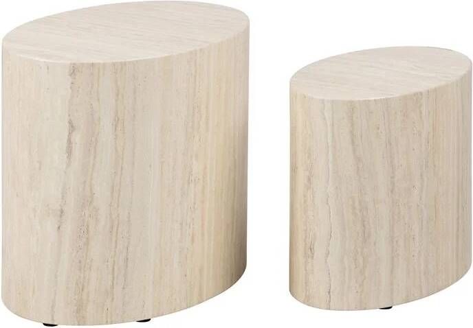 By fonQ Dice Bijzettafel Set van 2 Ovaal Crème - Foto 1