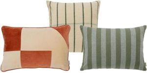 By fonQ Sierkussen Set van 3 Velvet Linen Line Linen Stripe