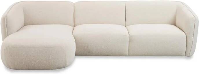 By fonQ Soft Hoekbank met Chaise Longue Links Bouclé Crème