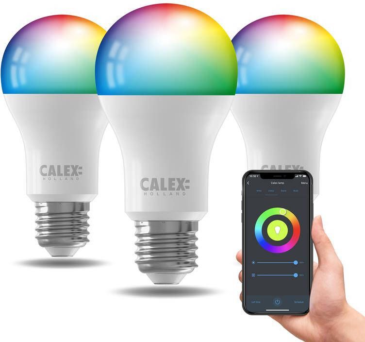 Calex Slimme LED Lamp 3 stuks E27- RGB en Warm Wit 9.4W