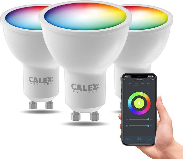 Calex Slimme LED Lamp 3 stuks GU10 RGB en Warm Wit 4.9W