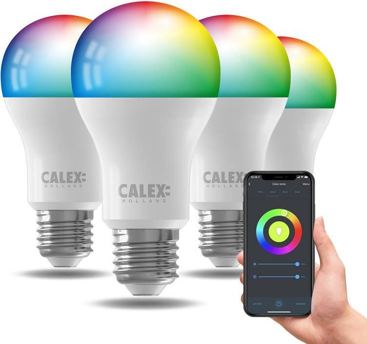 Calex Slimme LED Lamp 4 stuks E27- RGB en Warm Wit 9.4W
