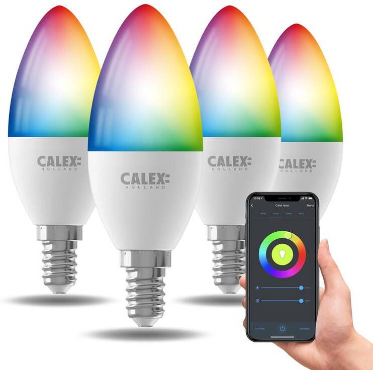 Calex Slimme LED Lamp 4 stuks E14 RGB en Warm Wit 4.9W