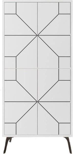 Emob Woody Fashion Multifunctionele Kast 100% Melaminegecoat met Spaanplaathout van 18 mm dik 35 x 62 x 136 cm Wit - Foto 4