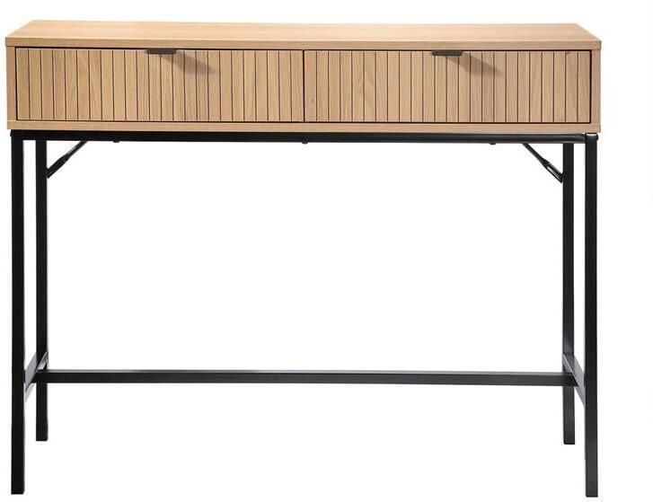 CaliCosy Console 2 Laden Voorkant Met Geribbeld Houten Effect Industriële Stijl L100 x H80 cm - Foto 2