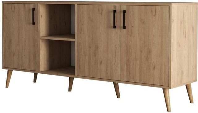 Emob Woody Commode 100% Gemelamineerd Eiken 180x80x45 cm Woonkamerkasten Bruin Melamine; Spaanplaat Woonkamerkasten Op voorraad - Foto 2