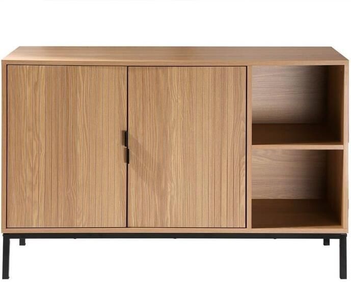CaliCosy Dressoir met 2 deuren en 2 open vakken in groefhoutlook L110 cm TARA - Foto 2