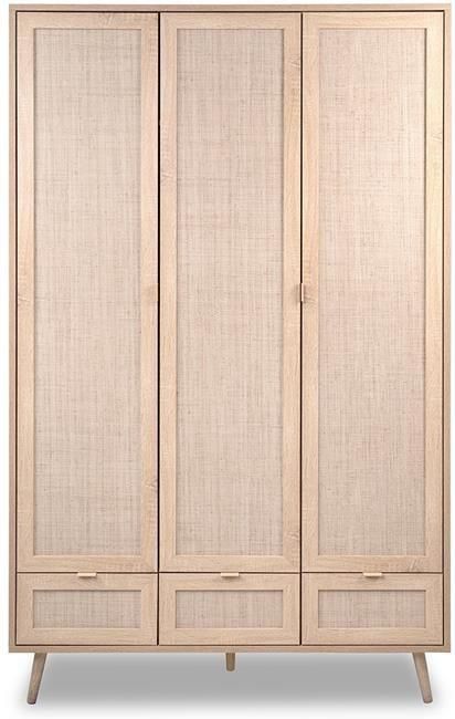 CaliCosy Kast 3 Deuren 3 Lades en 2 Kledingkasten L120 cm Rotanprint BALI - Foto 2