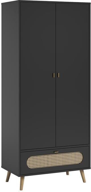 CaliCosy Kast met 2 deuren en 1 lade met rieten vlechtwerk L85 x H195 cm Riet - Foto 2