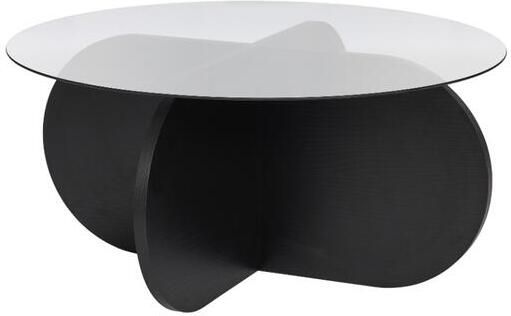 CALICOSY Salontafel met Gerookt gehard glazen blad AERIS Zwart houtlook