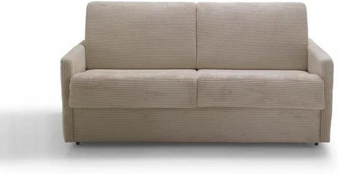 CALICOSY Slaapbank 3-zits in geribbeld fluweel Cosenza Ecru