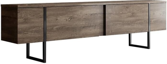 Emob tv-meubel Woody Fashion 180 x 30 x 50 cm Walnut Black Woonkamerkasten Bruin Melamine Woonkamerkasten Op voorraad - Foto 3
