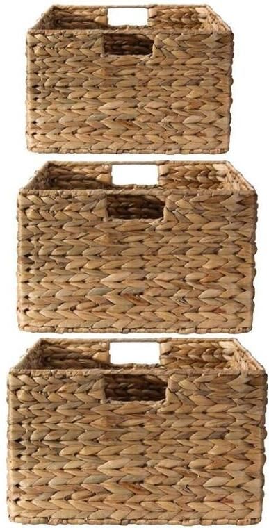 CALICOSY Waterhyacint Manden met metalen frame Set van 3