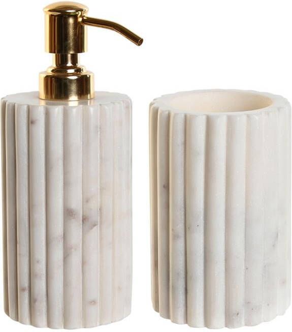 CASA DI ELTURO Badkamer set Marble Zeeppompje en Beker Wit | Goud