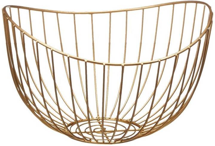 CASA DI ELTURO Fruitschaal Opbergmand Wave Ovale Goud B 17 x H26 cm