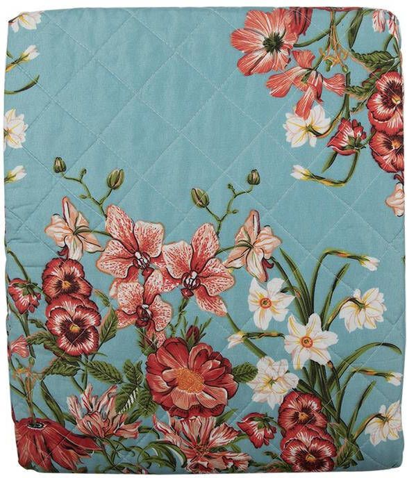 Clayre & Eef Bedsprei 140x220 cm Blauw Roze Katoen Polyester