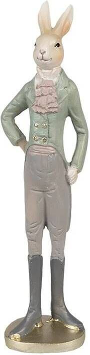 Clayre & Eef Beeld Konijn 40 cm Beige Groen Polyresin