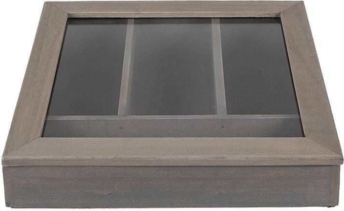 Clayre & Eef Bestekbak 30x30x8 cm Grijs Hout