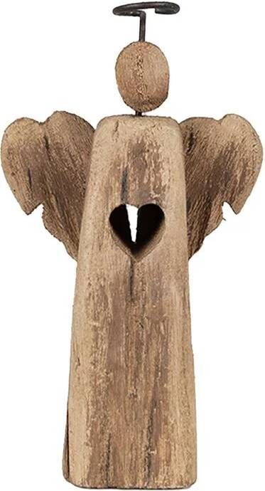 Clayre & Eef Decoratie Beeld Engel 22 cm Bruin Hout