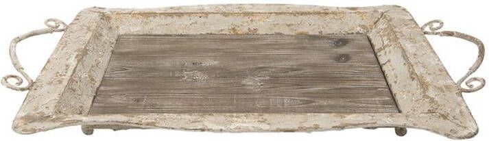 Clayre & Eef Decoratie Dienblad 65x40x9 cm Bruin Hout Ijzer Rechthoek