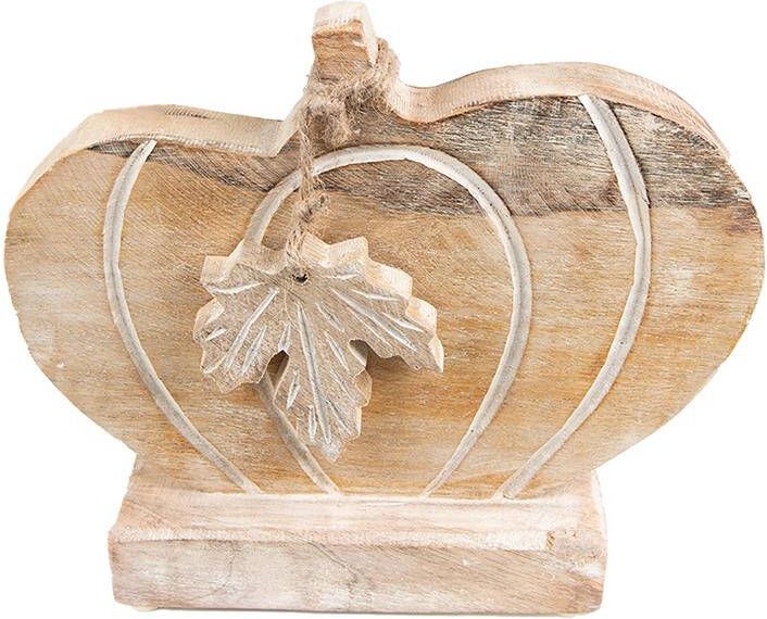 Clayre & Eef Decoratie Pompoen 29x6x22 cm Bruin Wit Hout