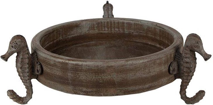 Clayre & Eef Decoratie schaal Ø 33x13 cm Bruin Grijs Hout Rond