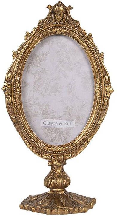 Clayre & Eef Fotolijst 10x15 cm Goudkleurig Kunststof Ovaal Kroon