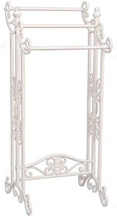 Clayre & Eef Handdoekenrek 40x37x91 cm Wit Ijzer Rechthoek Bloemen