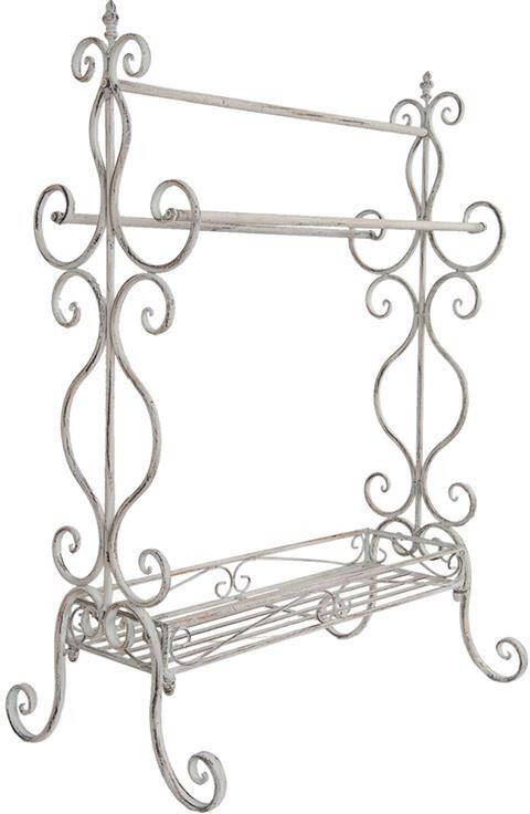 Clayre & Eef Handdoekhouder 65x40x93 cm Wit Ijzer Handdoekrek Staand