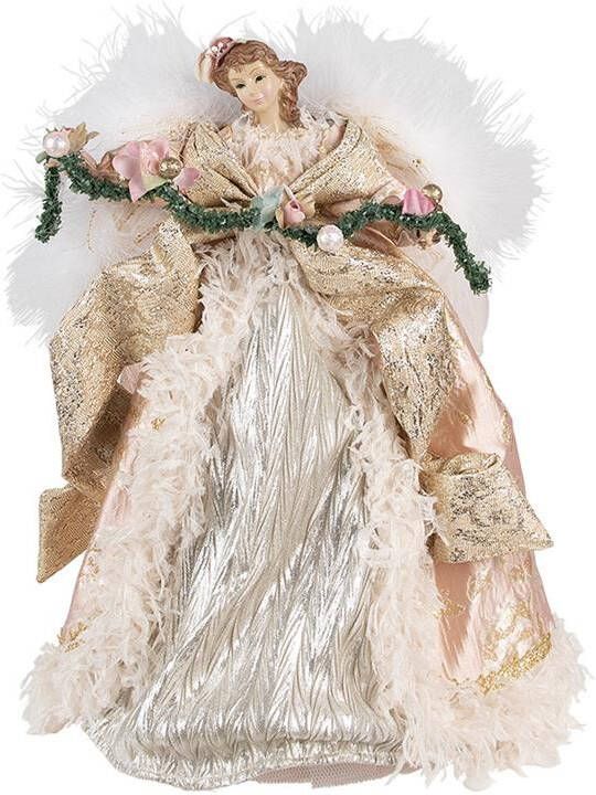 Clayre & Eef Kerstdecoratie Engel 40 cm Roze Goudkleurig Kunststof