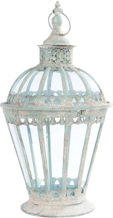 Clayre & Eef Lantaarn Ø 29x55 cm Wit Ijzer Rond Kaarsenhouder