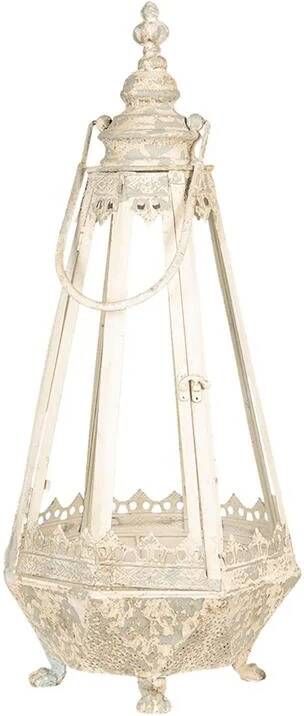 Clayre & Eef Lantaarn 30x30x68 cm Beige Ijzer Kaarsenhouder