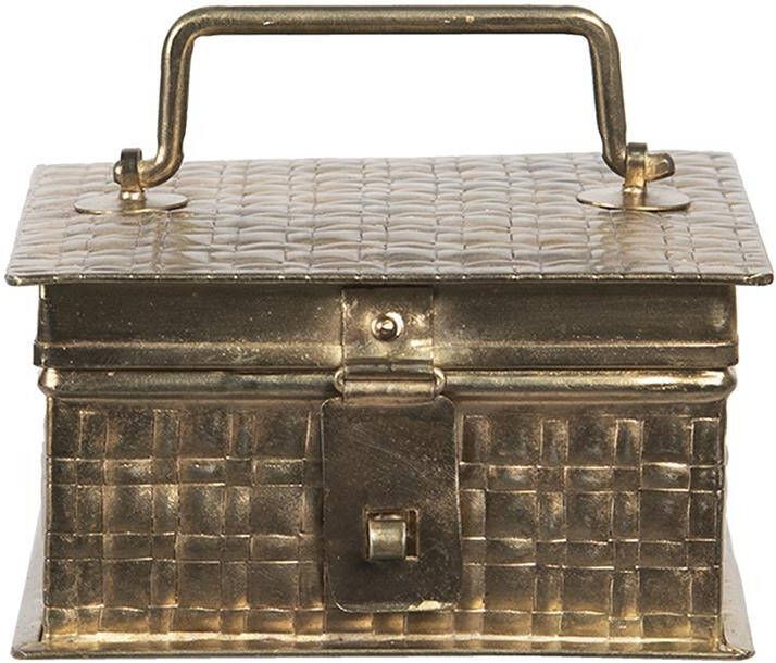 Clayre & Eef Opbergdoosje 14x14x8 cm Koperkleurig Ijzer Vierkant