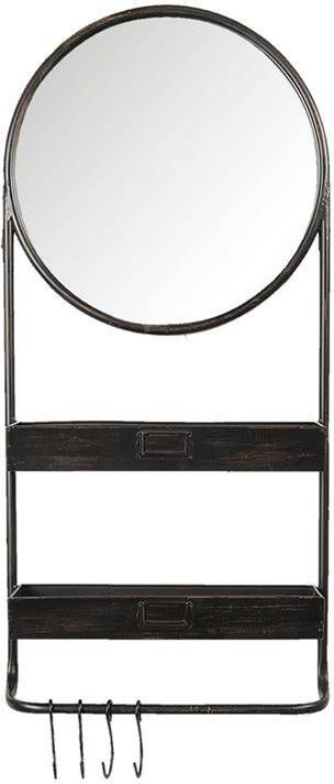 Clayre & Eef Spiegel 38x89 cm Zwart Ijzer Ovaal Grote Spiegel