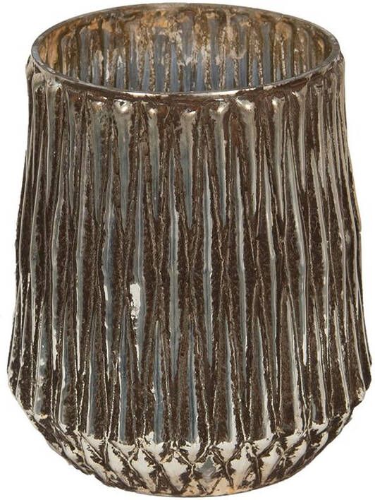 Clayre & Eef Theelichthouder Ø 18x21 cm Goudkleurig Glas