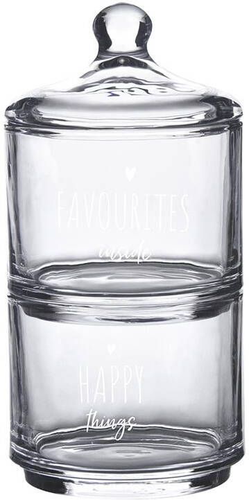 Clayre & Eef Voorraadpot Deksel Ø 10x21 cm Glas Rond Hart Happy