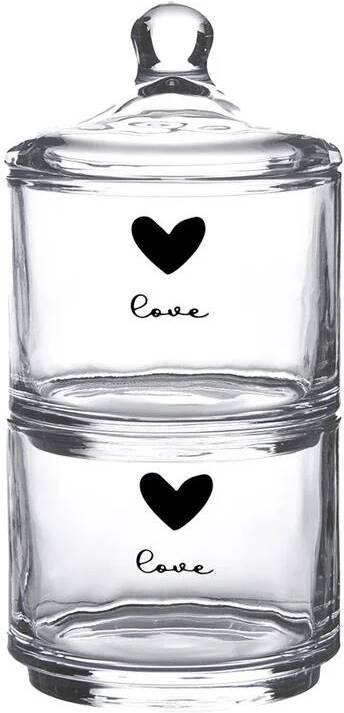 Clayre & Eef Voorraadpot Deksel Ø 10x21 cm Glas Rond Hart Love