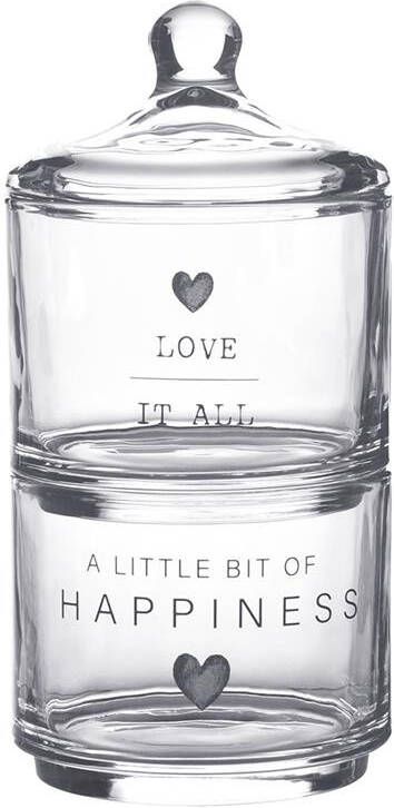 Clayre & Eef Voorraadpot Deksel Ø 10x21 cm Glas Rond Hart Love it all