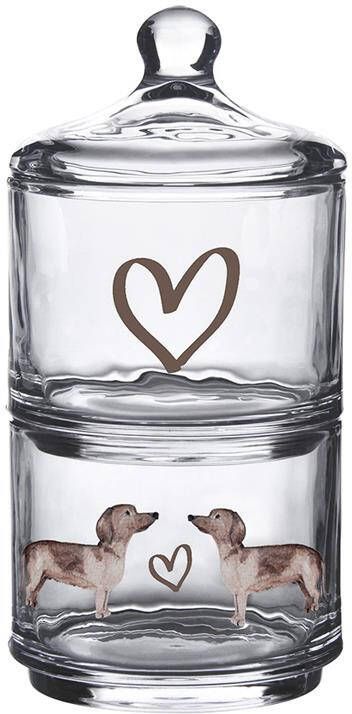 Clayre & Eef Voorraadpot Deksel Ø 10x21 cm Glas Teckel