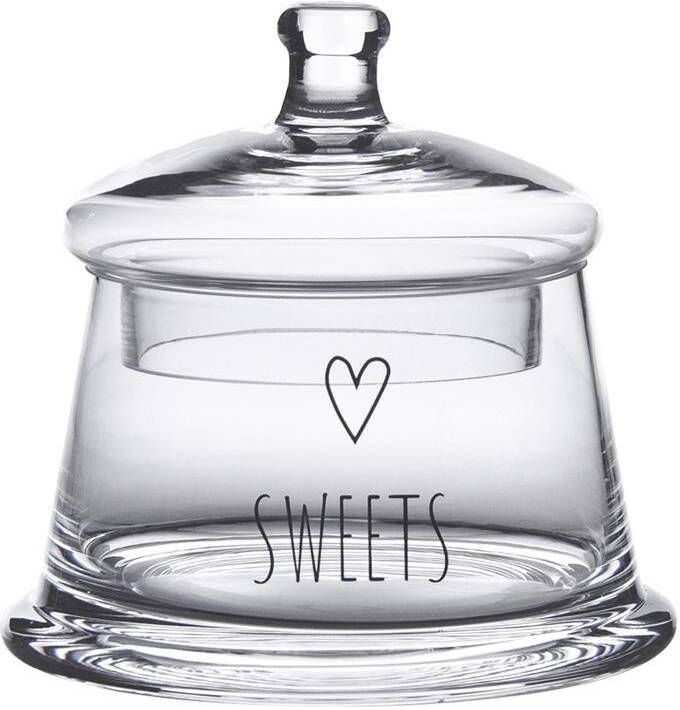 Clayre & Eef Voorraadpot Deksel Ø 12x13 cm Glas Rond Hart Sweets