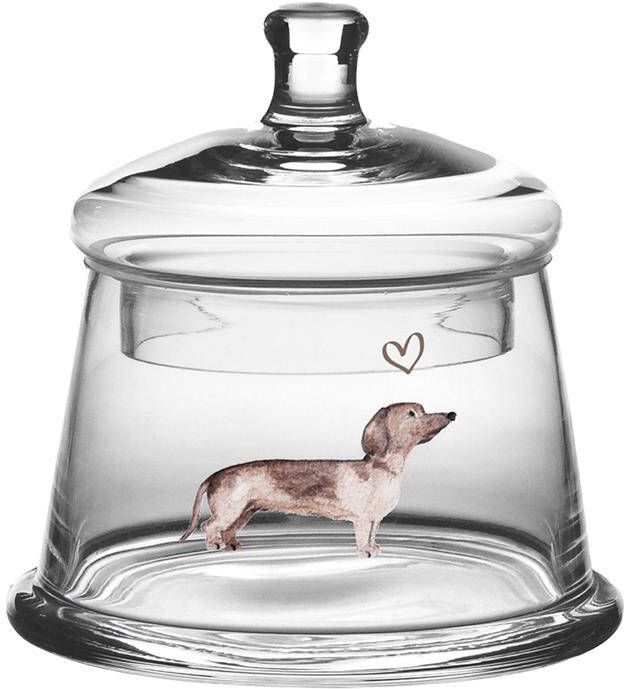 Clayre & Eef Voorraadpot Deksel Ø 12x13 cm Glas Rond Teckel