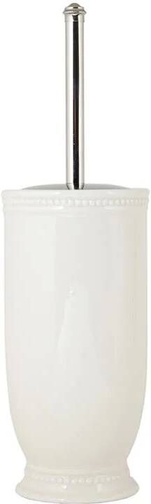 Clayre & Eef WC Borstel met Houder Ø 11x24 cm Wit Keramiek Rond