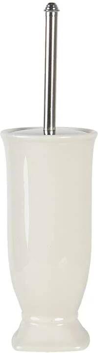 Clayre & Eef WC Borstel met Houder Ø 12x26 cm Wit Keramiek Rond