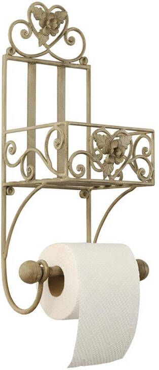 Clayre & Eef WC Rol houder 20x15x43 cm Beige Ijzer Toiletrolhouder