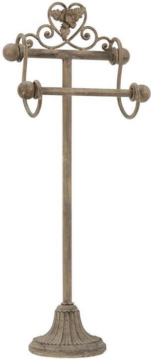 Clayre & Eef WC Rol Houder 23x15x59 cm Beige Bruin IJzer